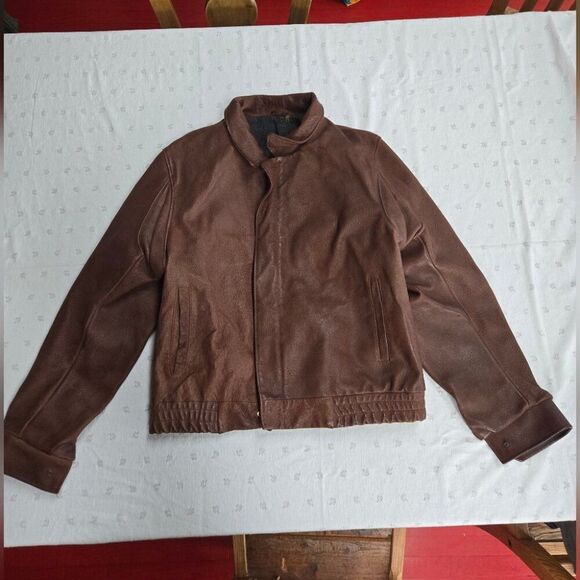 Jackets & Blazers - Vintage Women's Brown Bomber Style Heavy Leather Jacket